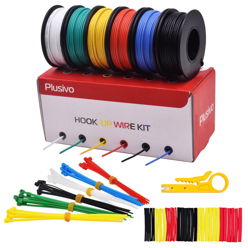 Plusivo Hookup Wire Kit (6 colors, 11 m (36 FT) each, AWG 24