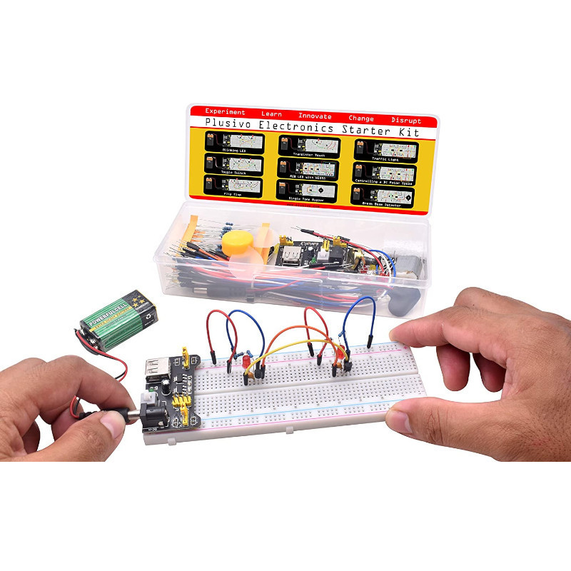 Basic Electronics Starter Kit: Beginner's proto kit with sensors and  components