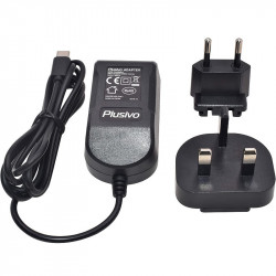 Plusivo Power Adapter with Interchangeable Plug (USB Type C to MicroUSB Adapter Included)