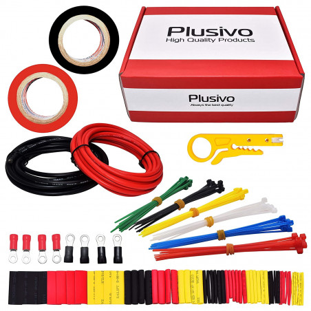 Plusivo 12AWG Hook up Wire Kit - 600V Tinned Stranded Silicone Wire of 2 Different Colors x 3m/10 ft each