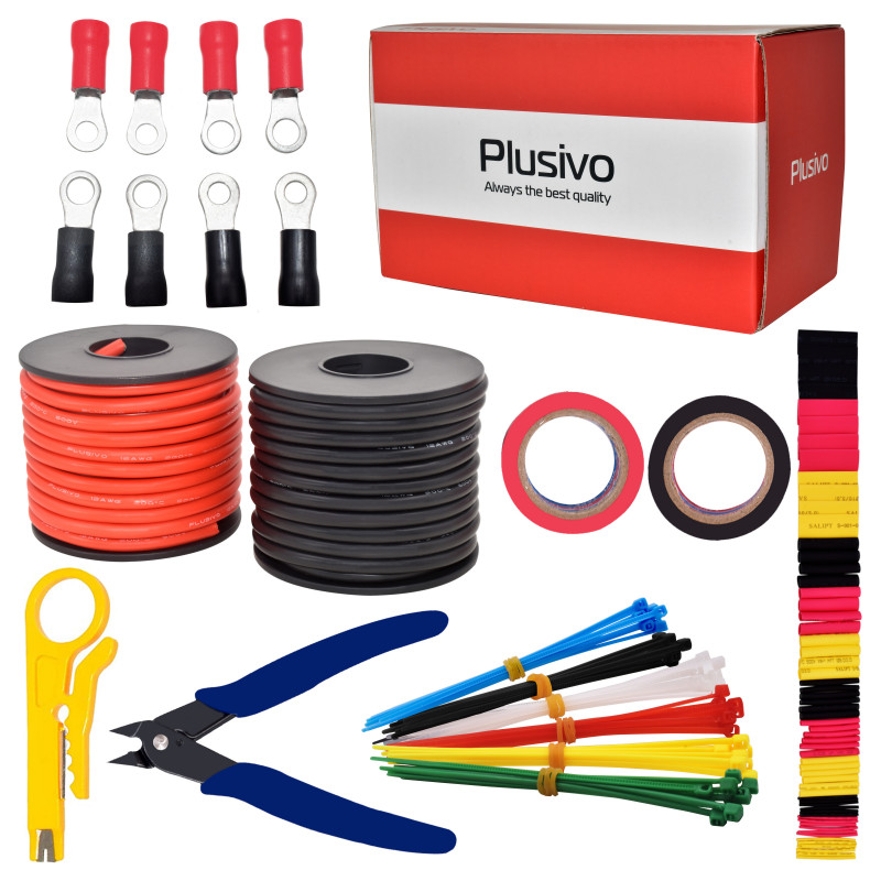 Plusivo 12AWG Hook up Wire Kit - 600V Tinned Stranded Silicone