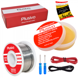 Plusivo Solder Wire (0.8mm, 100g) and Rosin Paste Flux for PCB Electrical Soldering