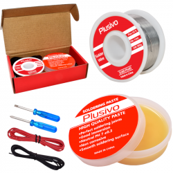 Plusivo Solder Wire (1mm, 100g) and Rosin Paste Flux for PCB Electrical Soldering