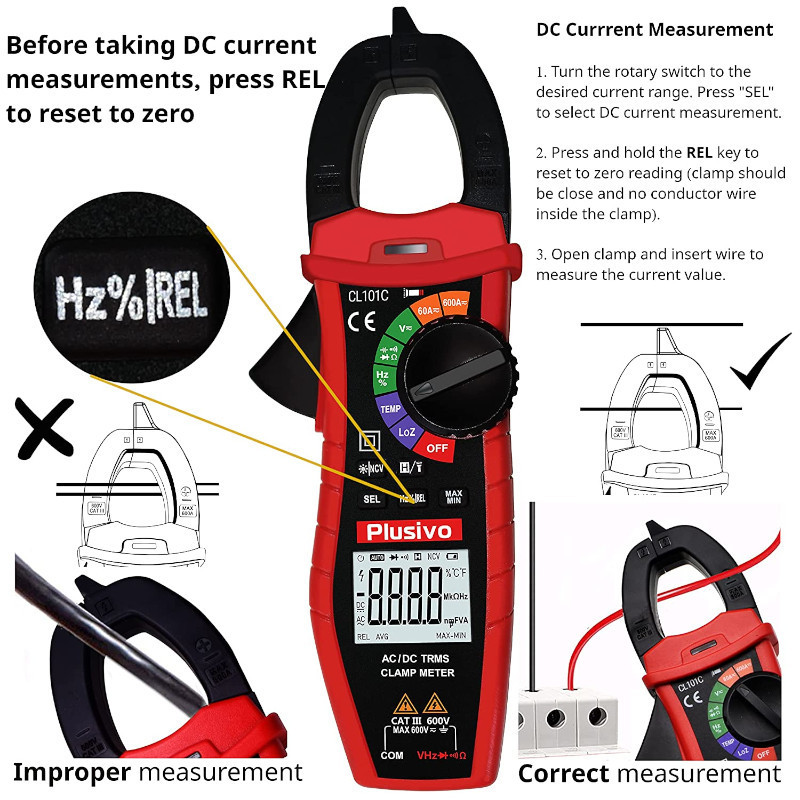 Portable High Precision Digital Clamp Meter 6000 Count AC DC Current Clamp Meter Tester Test Measurement 