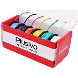 Plusivo 22AWG Hook up Wire Kit -  600V Tinned Stranded Silicone Wire of 6 Different Colors x 23 ft each