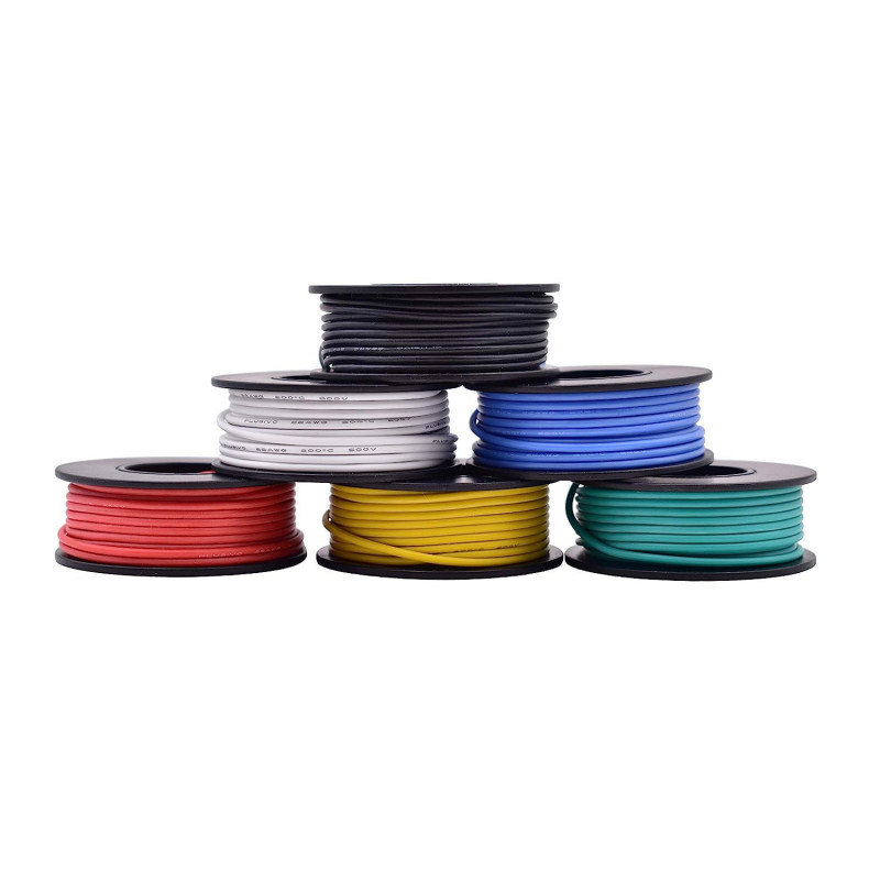 18 AWG Hook Up Wire, Stranded/Solid, 10 Colors, 7 Sizes