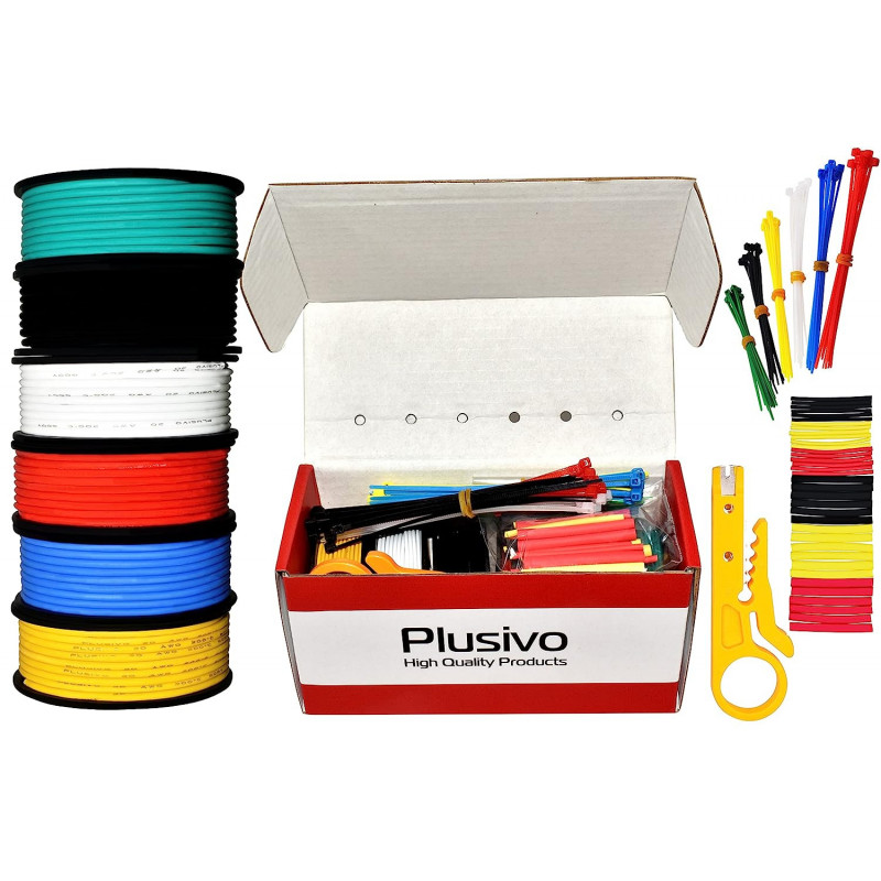 22AWG Hook up Wire Kit - 600V Tinned Stranded Silicone Wire of 6