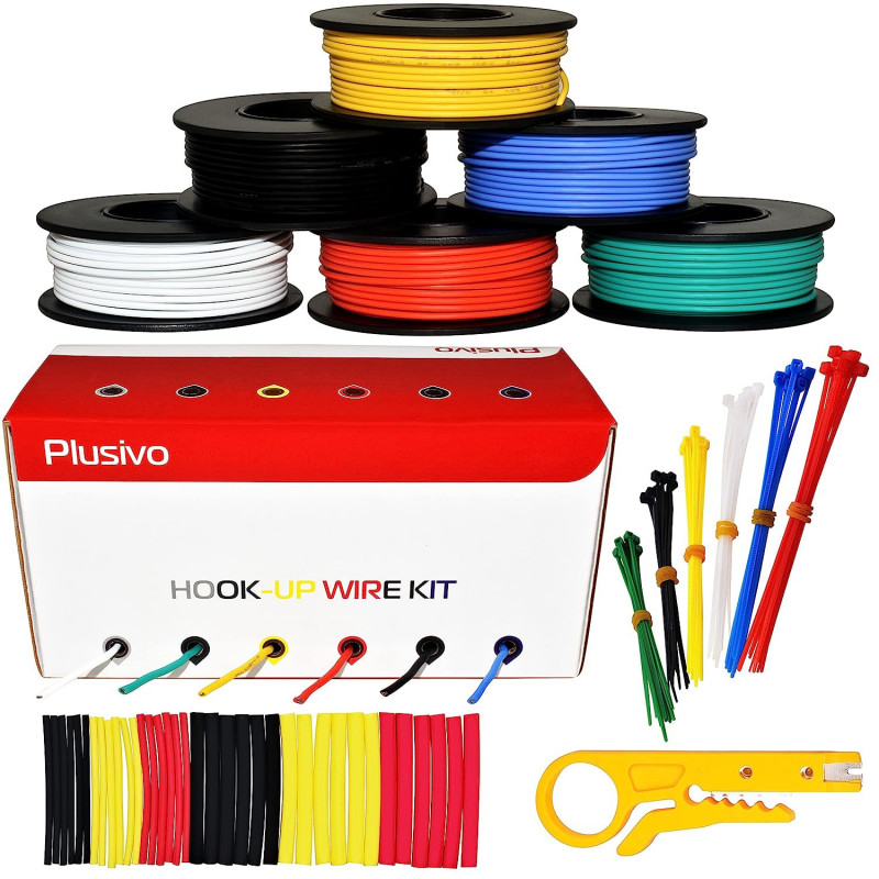 Plusivo 20AWG Hook up Wire Kit - 600V Tinned Stranded Silicone