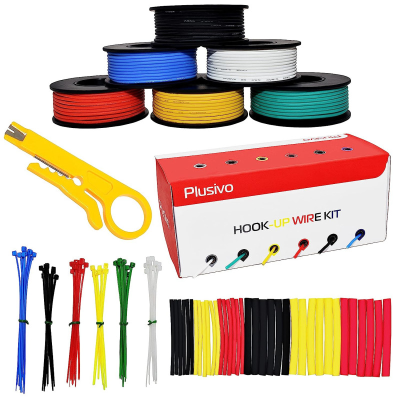 CBAZY 24 AWG Hook up Wire Kit (Stranded Wire Kit) 24 Gauge Flexible  Silicone rubber Electric wire 6 colors 19.6 feet Each