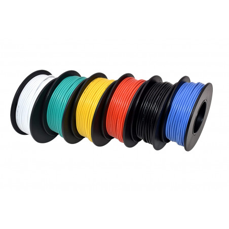 Plusivo 22AWG Hook up Wire Kit -  Pre-Tinned Solid Core Wire of 6 Different Colors x 10 m (33 ft) each