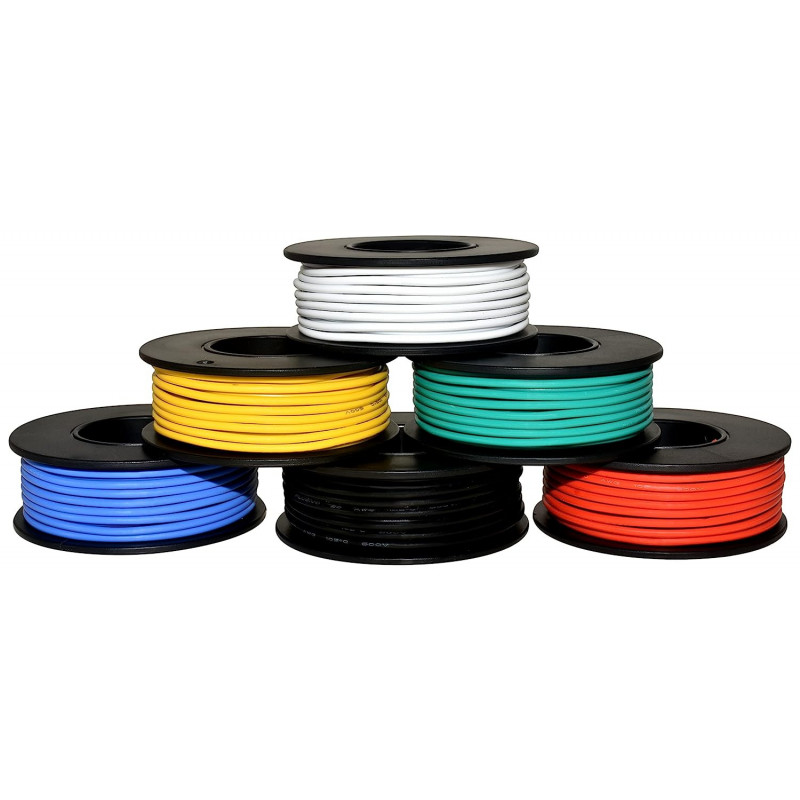 Plusivo Hookup Wire Kit (6 colors, 7 m (23 FT) each, AWG 20, Solid Wire)  PVC Jacket