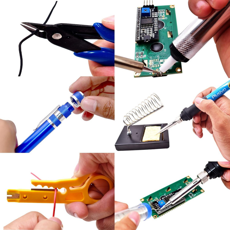60W Adjustable Temperature Soldering Iron Kit - 9-in-1 With 5 Tips, Solder  Wire Stand for Soldering and Repair