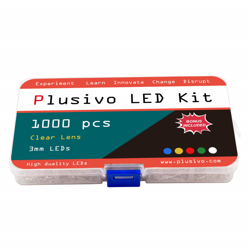 verde per Arduino DIY 500Pcs 3mm LED diodi emettitori di luce diffuse 2Pin Assortment Kit bianco/giallo rosso/blu