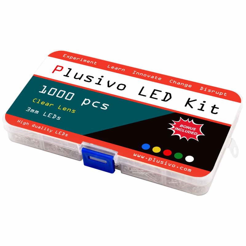 verde per Arduino DIY 500Pcs 3mm LED diodi emettitori di luce diffuse 2Pin Assortment Kit bianco/giallo rosso/blu