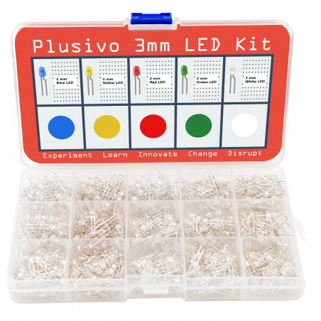 Plusivo 3mm Clear Lens LED Light Emitting Diode Assortment Kit