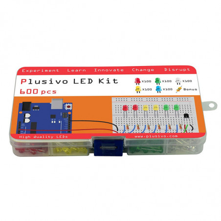 Plusivo 5mm LED Assortment Kit (500pcs) with Bonus PCB and 220 Ω Resistors(100pcs)
